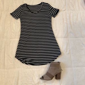 Black and white striped t-shirt dress